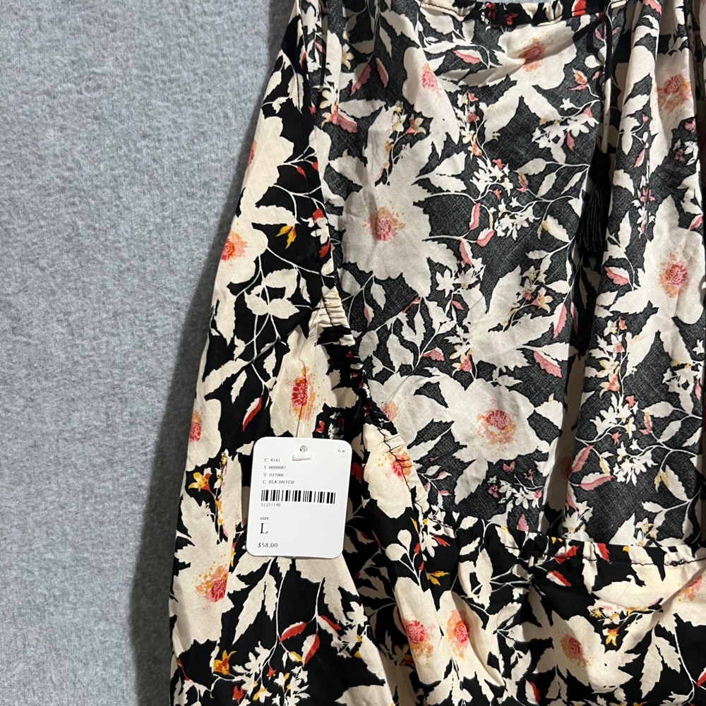 Free People Floral Halter Bodysuit Black Motif Boho Blouson Large NEW - Picture 5 of 5
